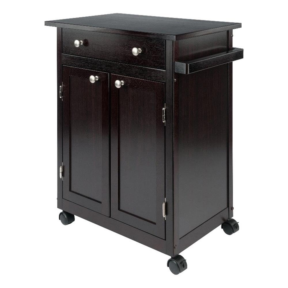 WINSOME Savannah Espresso Kitchen Island with Storage Shelf - Perfect for Small Kitchens, Dining & Breakfast Nooks