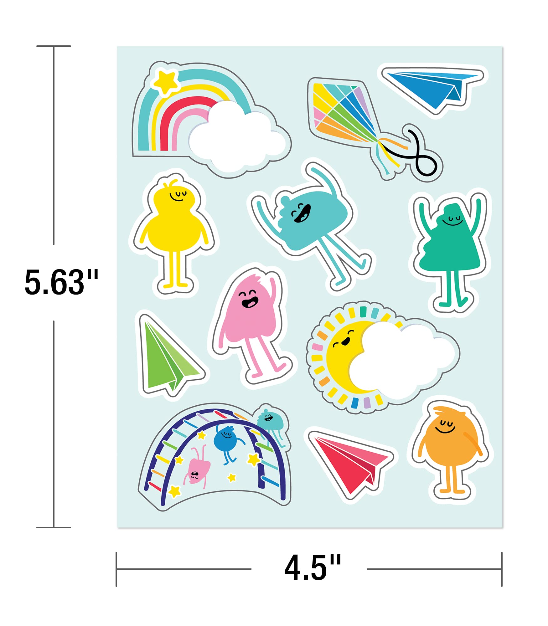 Carson Dellosa Happy Place Sticker Set - 72 Colorful Smiley Face, Rainbow, Airplane & Sunshine Stickers for Kids - Perfect for School Supplies, Classroom Rewards, Tests, Games & Scrapbooking (6 Sheets)