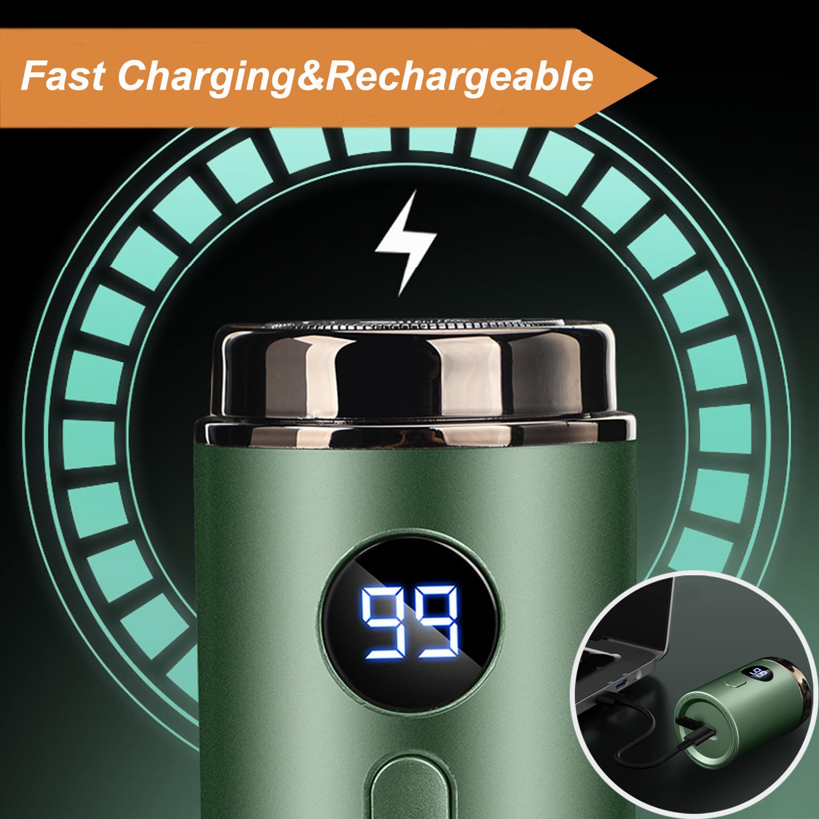 Timeatea Shaver - 2025 New Mini Portable Electric Shaver for Men & Women, USB C Rechargeable, LED Power Display, Travel-Friendly Design (Gray+Blue) - Perfect for Home, Office, Gym & Travel Use