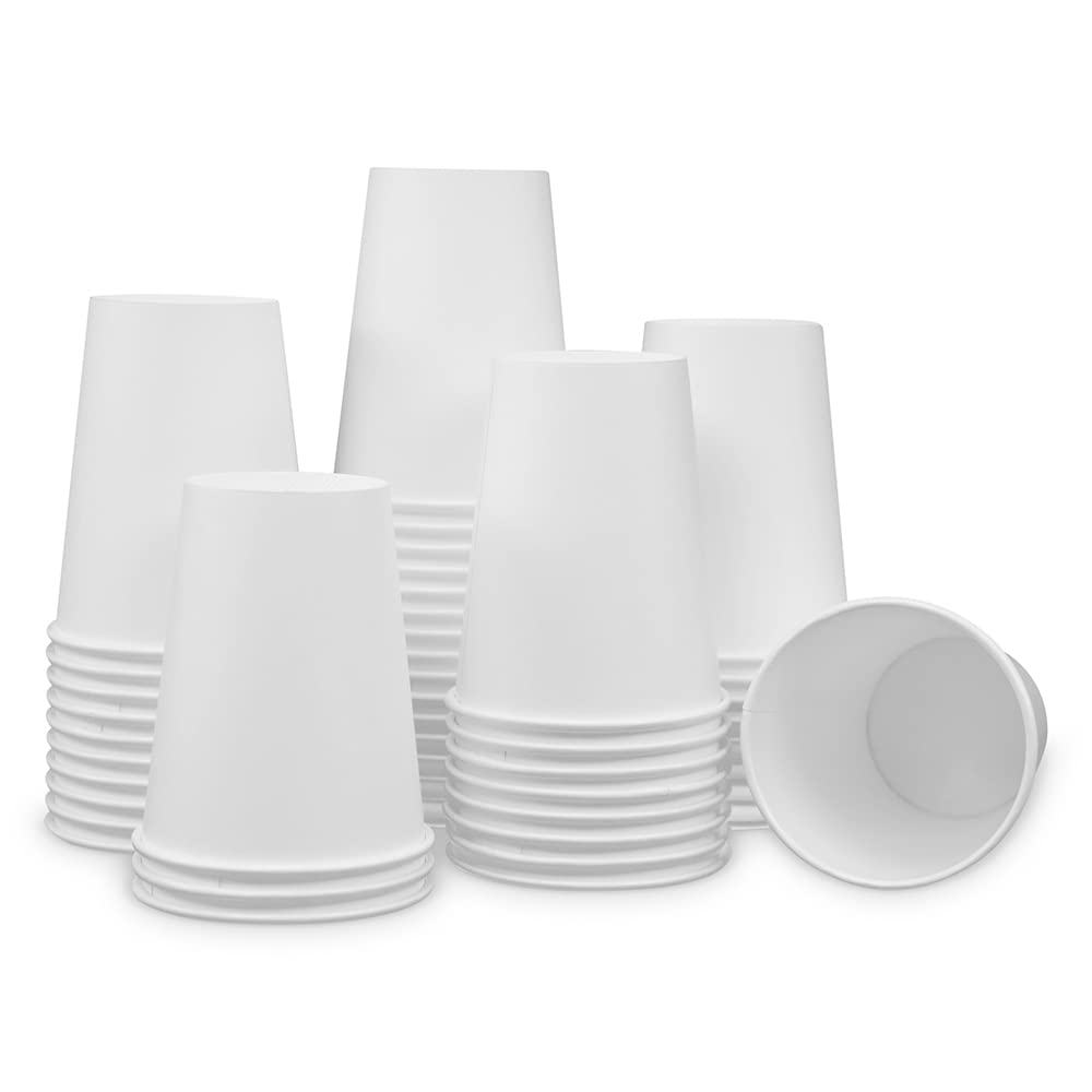 1000 Count 12oz White Disposable Paper Cups for Coffee & Tea | Recyclable Hot Drink To-Go Cups | Made in USA | Perfect for Coffee Shops, Offices, Parties & Events