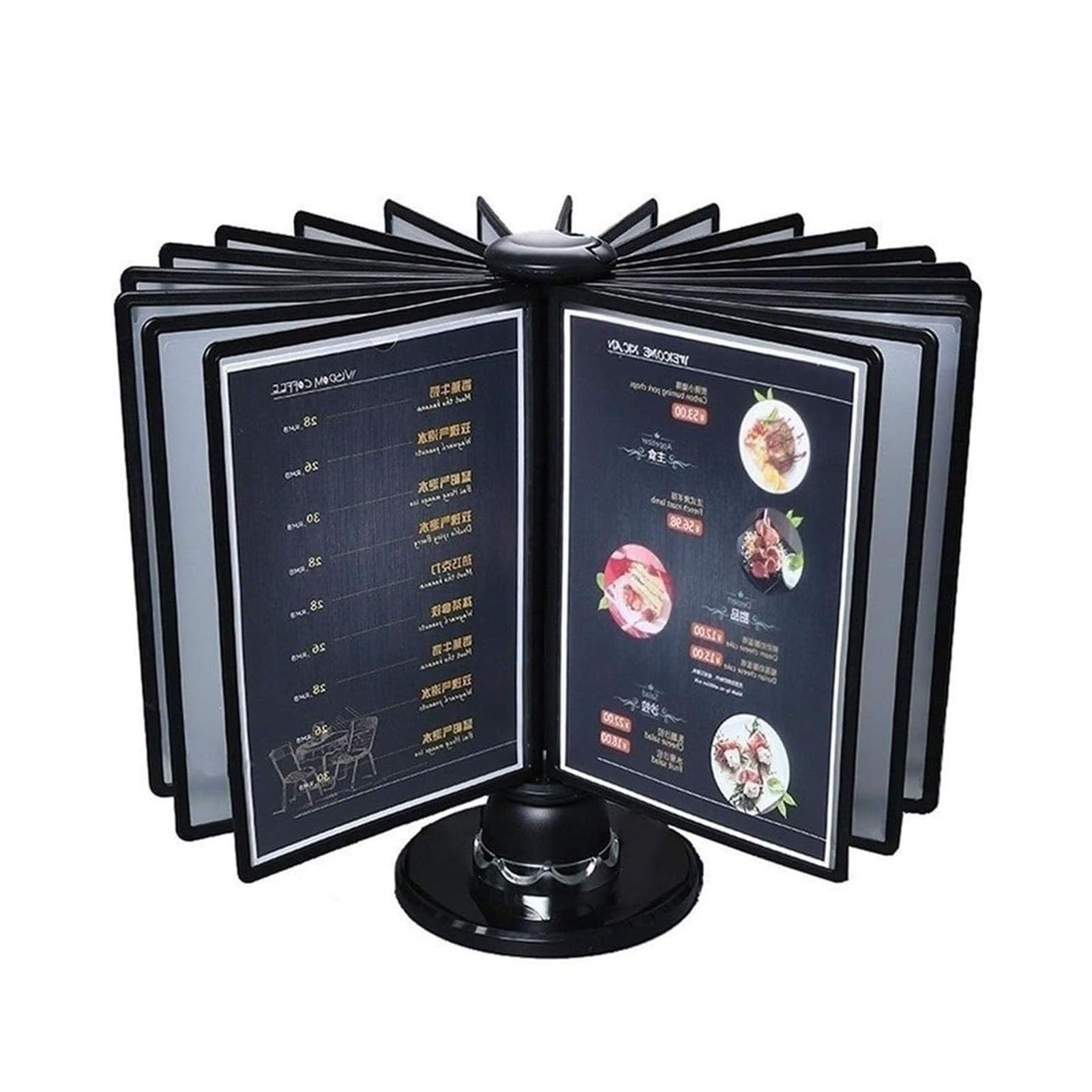 Black Rotating Desktop File Organizer - 20 Double-Sided Panels with 40 Sheet Capacity, A4 Document Holder for Office, Home & Hotel | Perfect for Bills, Contracts, Receipts & Important Paperwork Storage