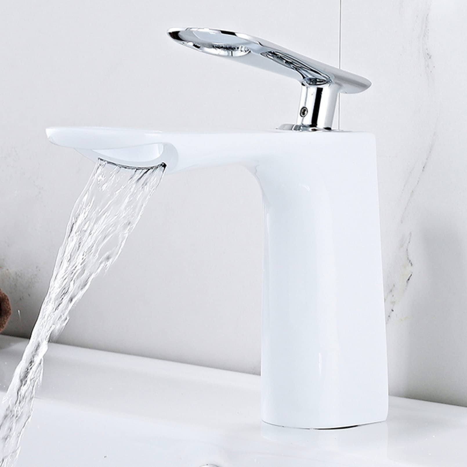 LCBLC Chrome Brass Basin Faucet - Multi-Colored Bathroom Sink Faucet with Hot & Cold Water Mixer - Deck Mount Bathroom Faucet for Modern Homes & Luxury Hotels