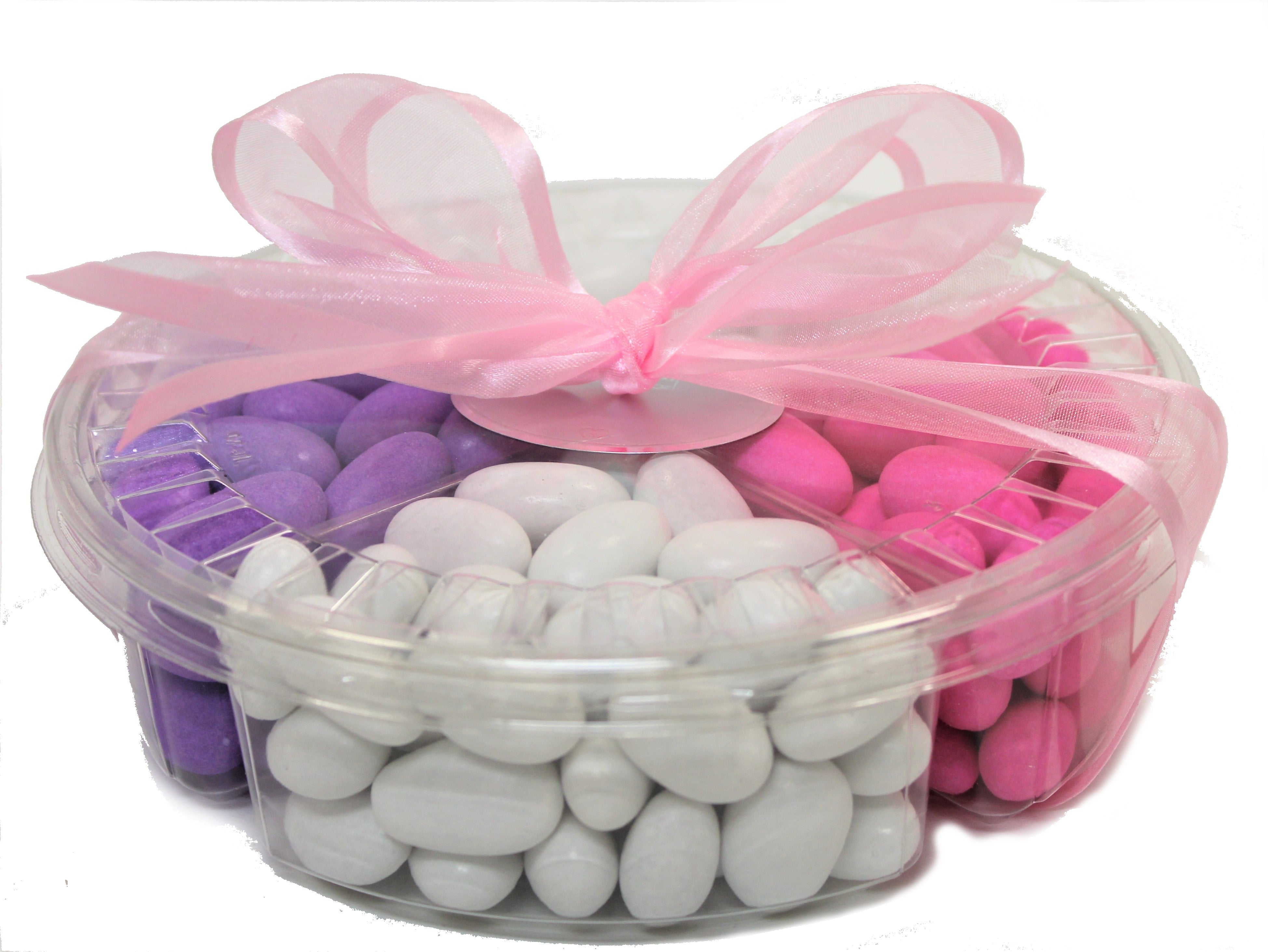 Baby Shower Jordan Almond Gift Tray - Pastel Pink, White & Lavender 4-Section Candy Box | Perfect for Gender Reveal Parties, Bridal Showers & Newborn Celebrations