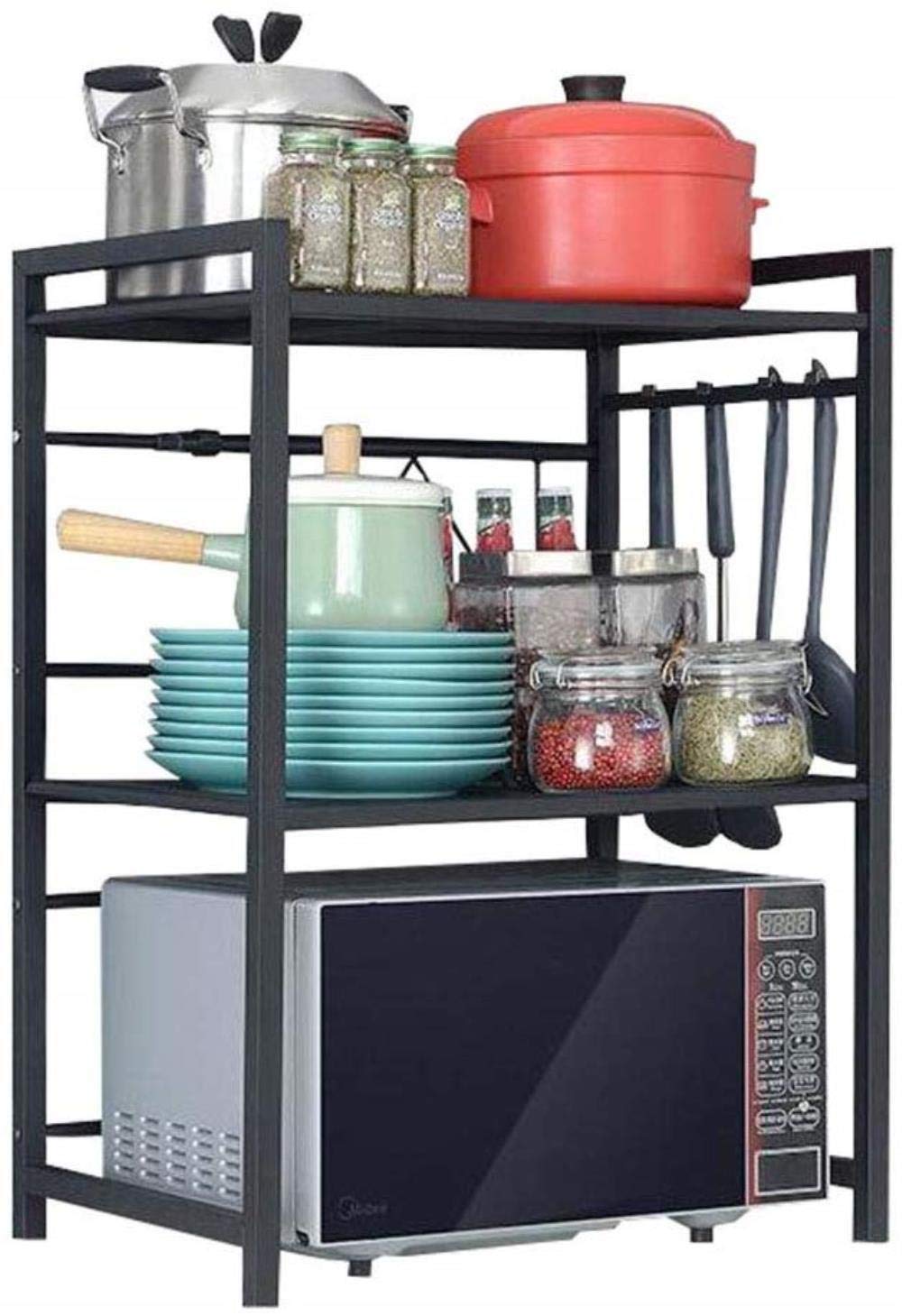 Adjustable Telescopic Kitchen Oven Shelf - Double Layer Microwave Oven Storage Rack - Space Saving Under Shelf Organizer for Countertop, Pantry & Cabinet - Perfect for Small Kitchen Appliances & Household Storage