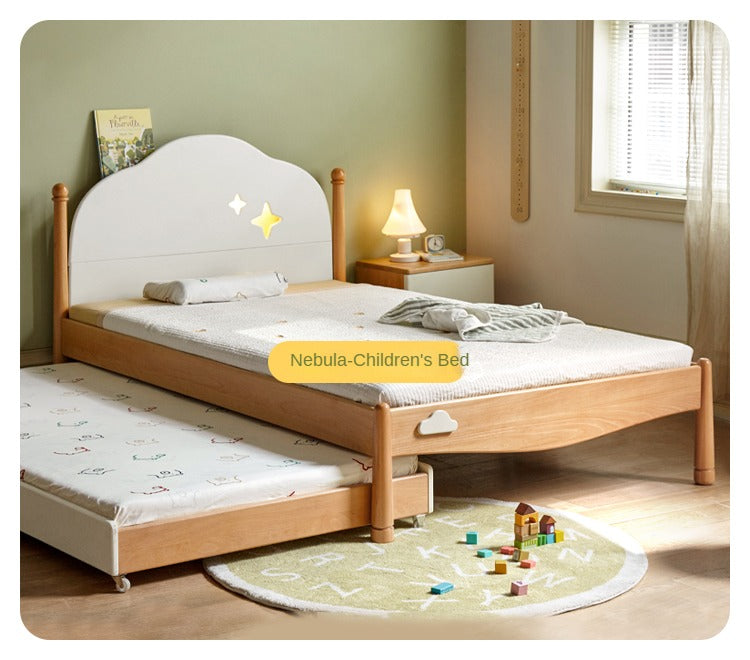 Solid Oak & Beech Wood Floor Bed with Pulley - Toddler Bed for Safe & Comfortable Sleep - Perfect for Montessori Bedrooms & Kids' Room Decor