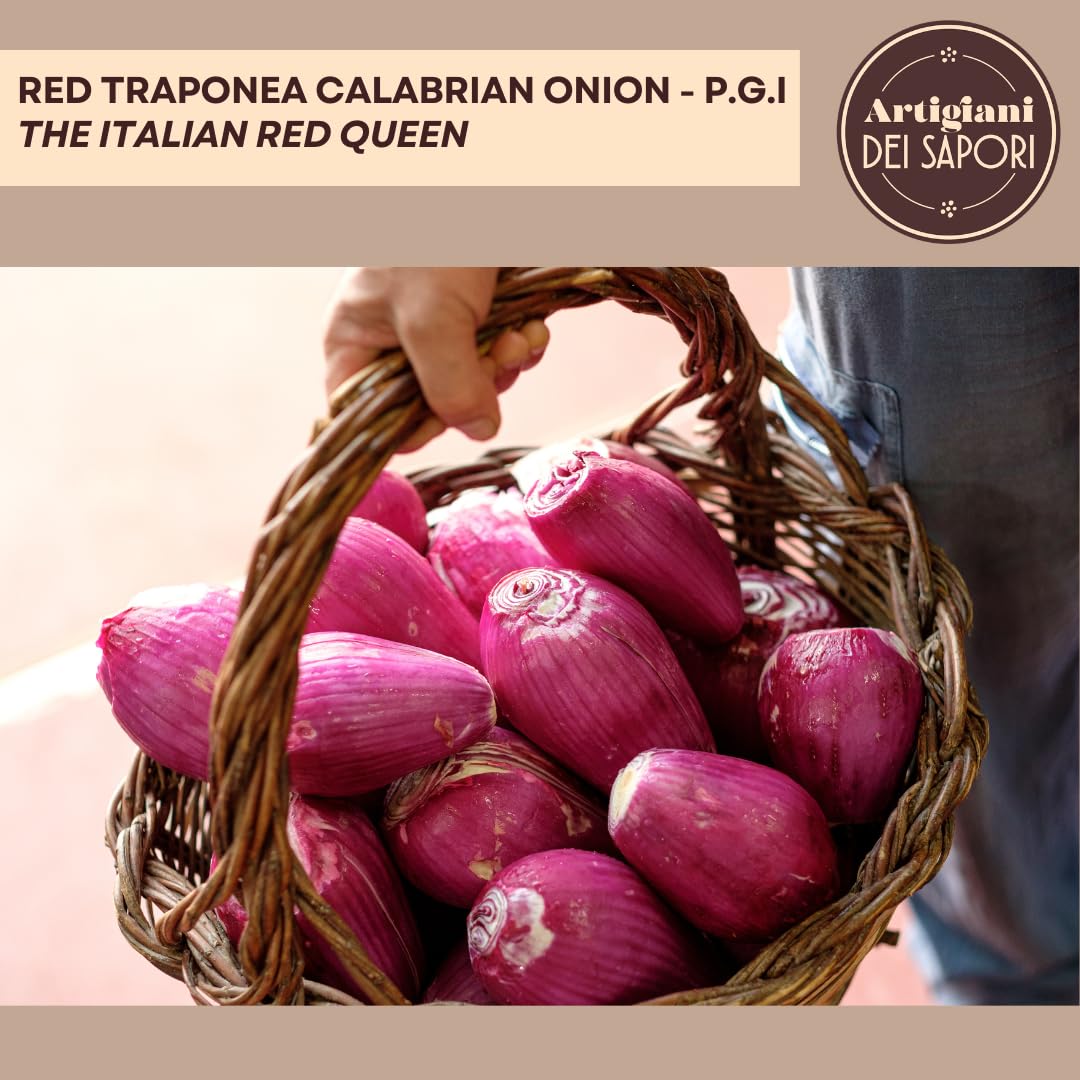 ARTIGIANI DEI SAPORI - Premium Calabrian Red Tropea Onions 6.3 oz | Sweet & Sour Italian Red Onions | Product of Italy | Perfect for Salads, Sandwiches & Gourmet Cooking