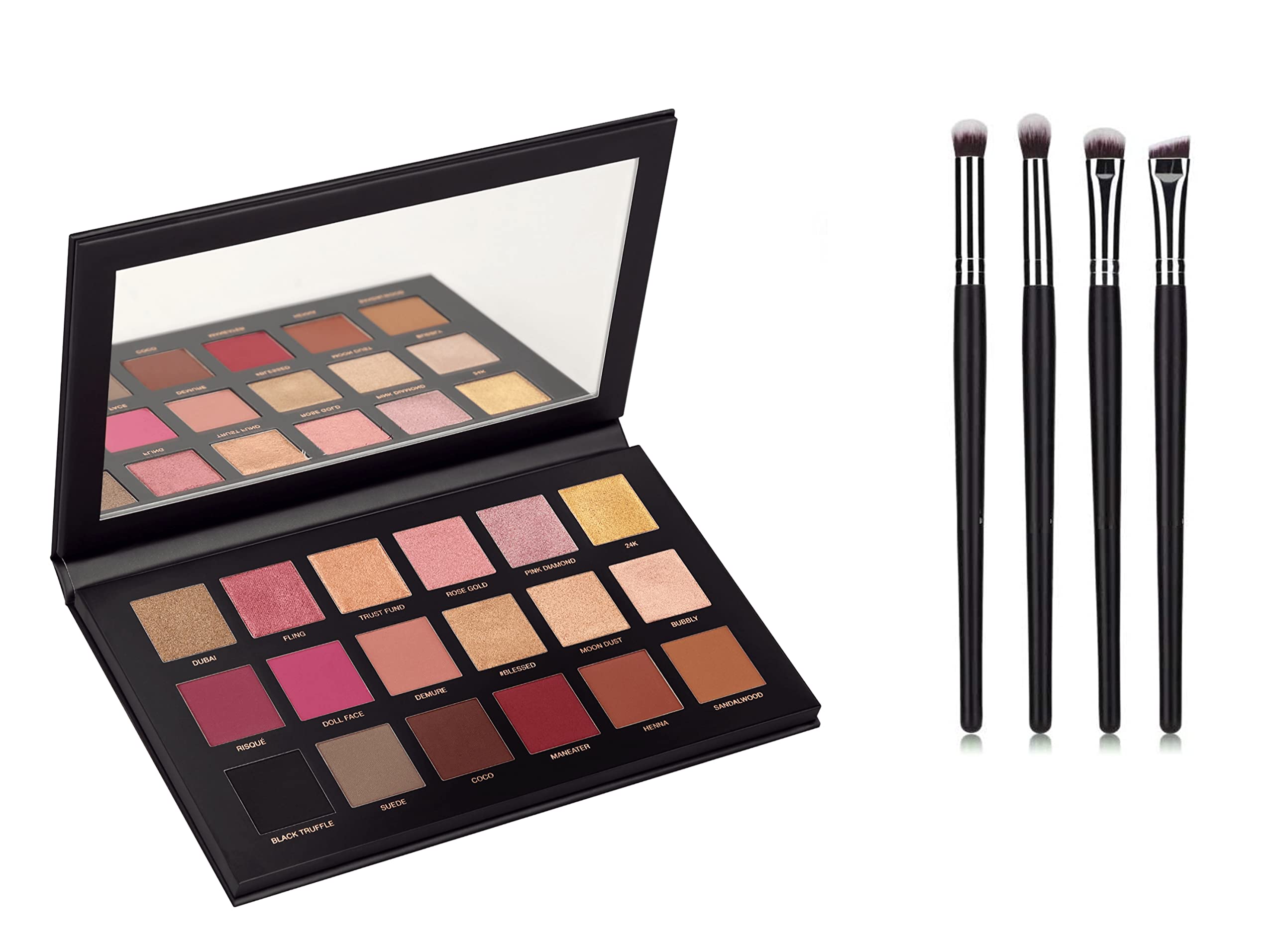 HUDA CRUSH BEAUTY Eyeshadow Palette with 4-Piece Brush Set - Rose Gold Remastered Edition, Highly Pigmented Eye Shadow Palette for Professional Makeup, Perfect for Bridal, Party & Everyday Glam Looks
