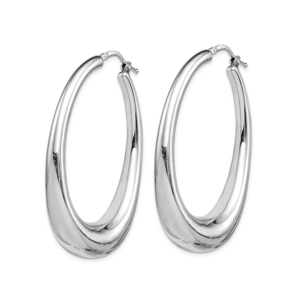 Sterling Silver Rhodium Plated Hollow Hoop Earrings for Women - Elegant Polished Dangle Hoops for Everyday Wear, Parties & Special Occasions