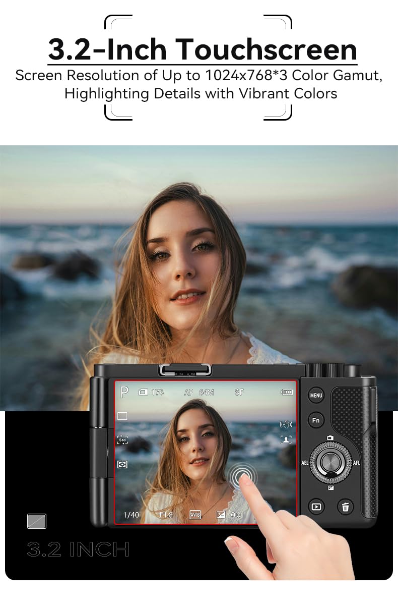 ORDRO 5K Digital Camera for Photography & Vlogging - 64MP 12X Optical Zoom Travel Camera with Flip Screen, External Microphone & Tripod Grip | Perfect for YouTube Content Creation, Travel Photography & Social Media Blogging | Includes 64GB Memory Card