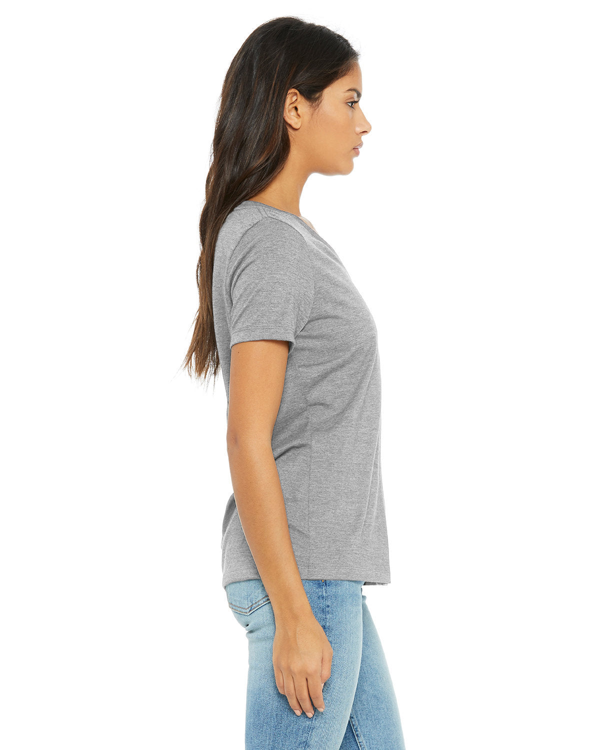 Bella + Canvas 6405CVC Women's Relaxed Fit Heather CVC Jersey V-Neck T-Shirt - Soft Casual Tee for Everyday Wear, Gym, and Layering