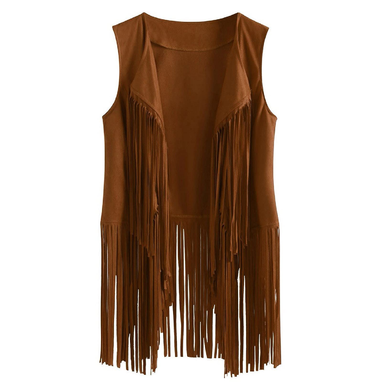 Women's Suede Leather Fringed Vest Coat - Trendy Sleeveless Cardigan for Fall & Winter Fashion | Perfect for Layering, Office Wear & Casual Outfits