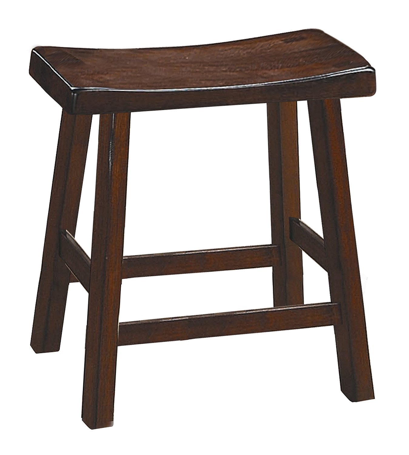 Homelegance Saddleback 17.5 Inch Bar Stools Set of 2 - Cherry Finish Counter Height Dining Stools for Kitchen Island, Breakfast Bar & Home Decor