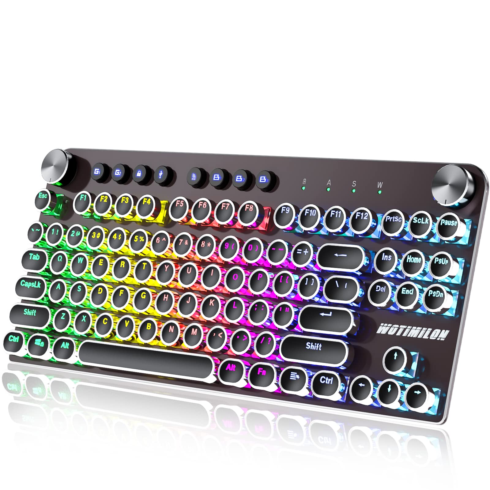 Retro Mechanical Keyboard - Wireless, RGB, Clicky Switches for Gaming & Typing