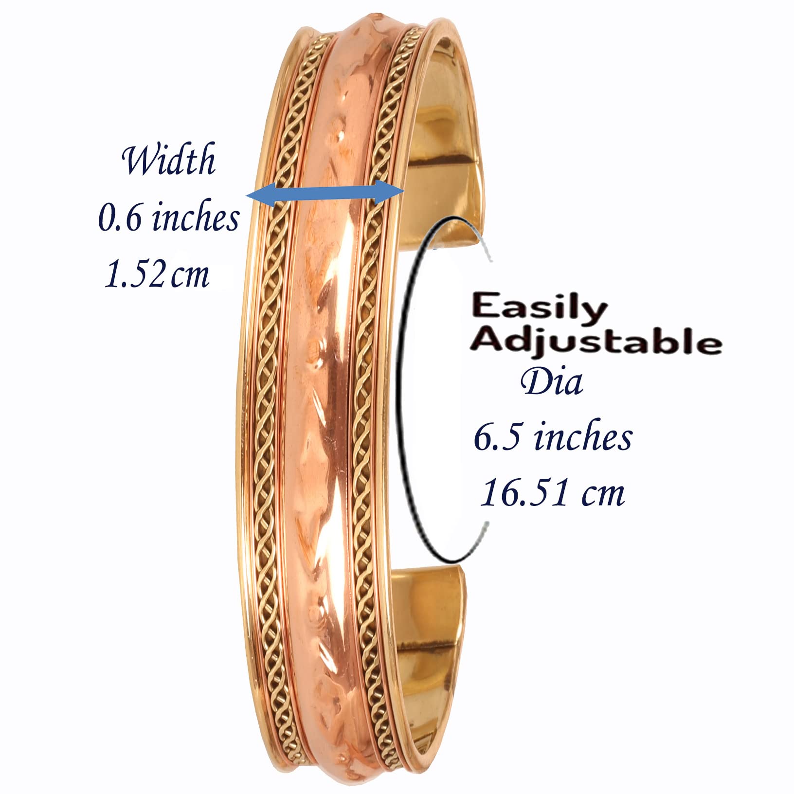 Authentic Tibetan Style Touchstone Copper Bracelet - Hand Forged Solid High Gauge Copper Cuff for Men & Women - Multiple Design Options - Perfect for Meditation, Yoga & Spiritual Healing