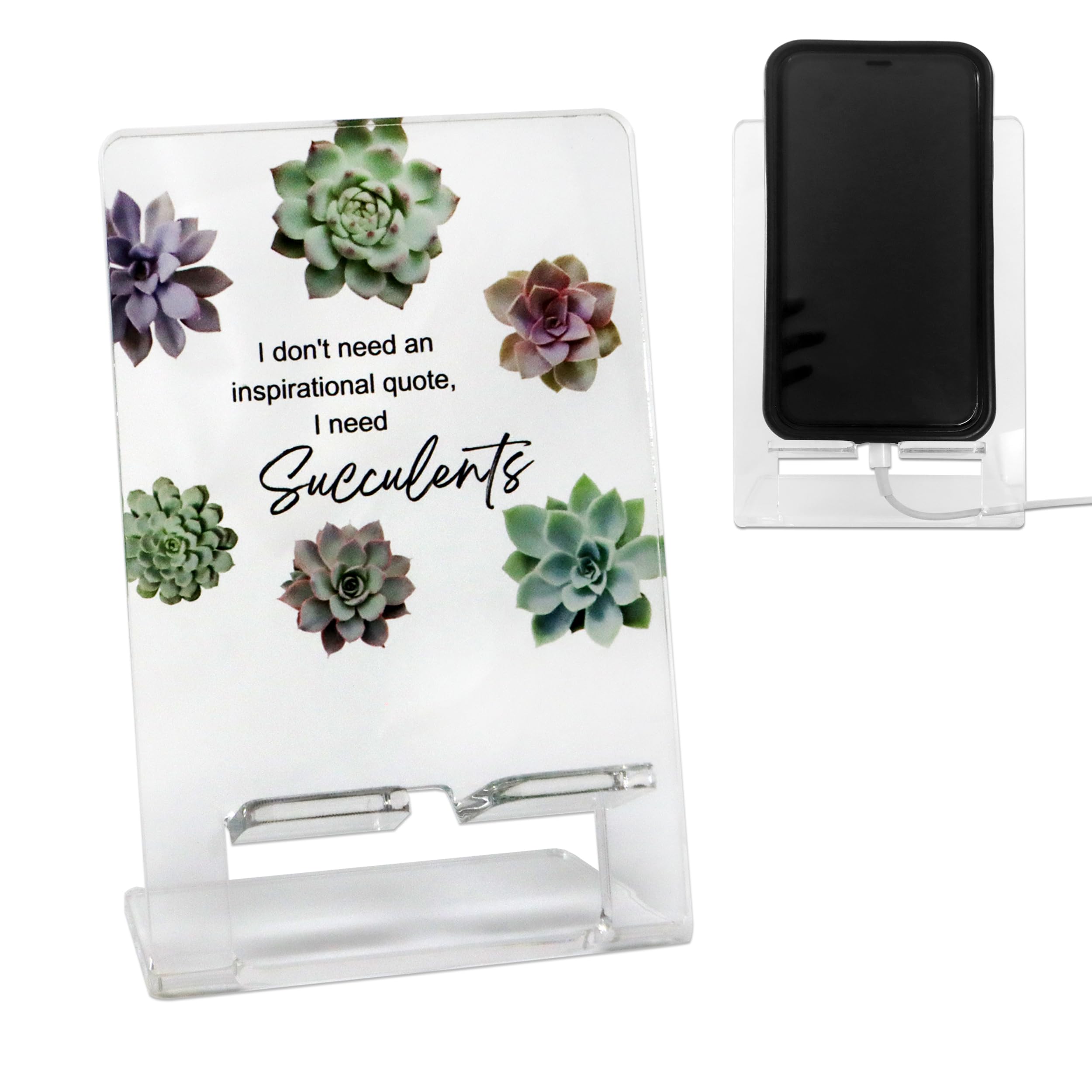 Stylish Acrylic Phone Stand with Succulent Design - 4.25