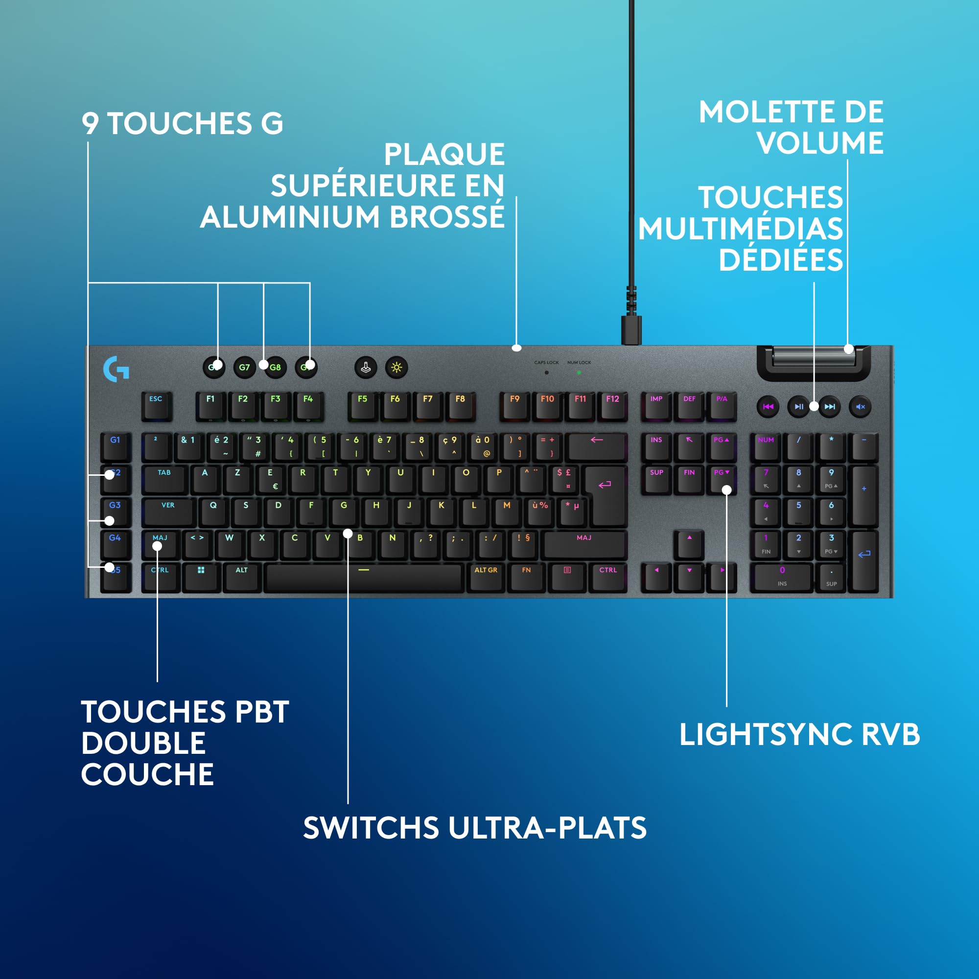 Logitech G915 X Ultra-Slim Mechanical Gaming Keyboard - RGB, Programmable Keys for PC/Mac Gaming
