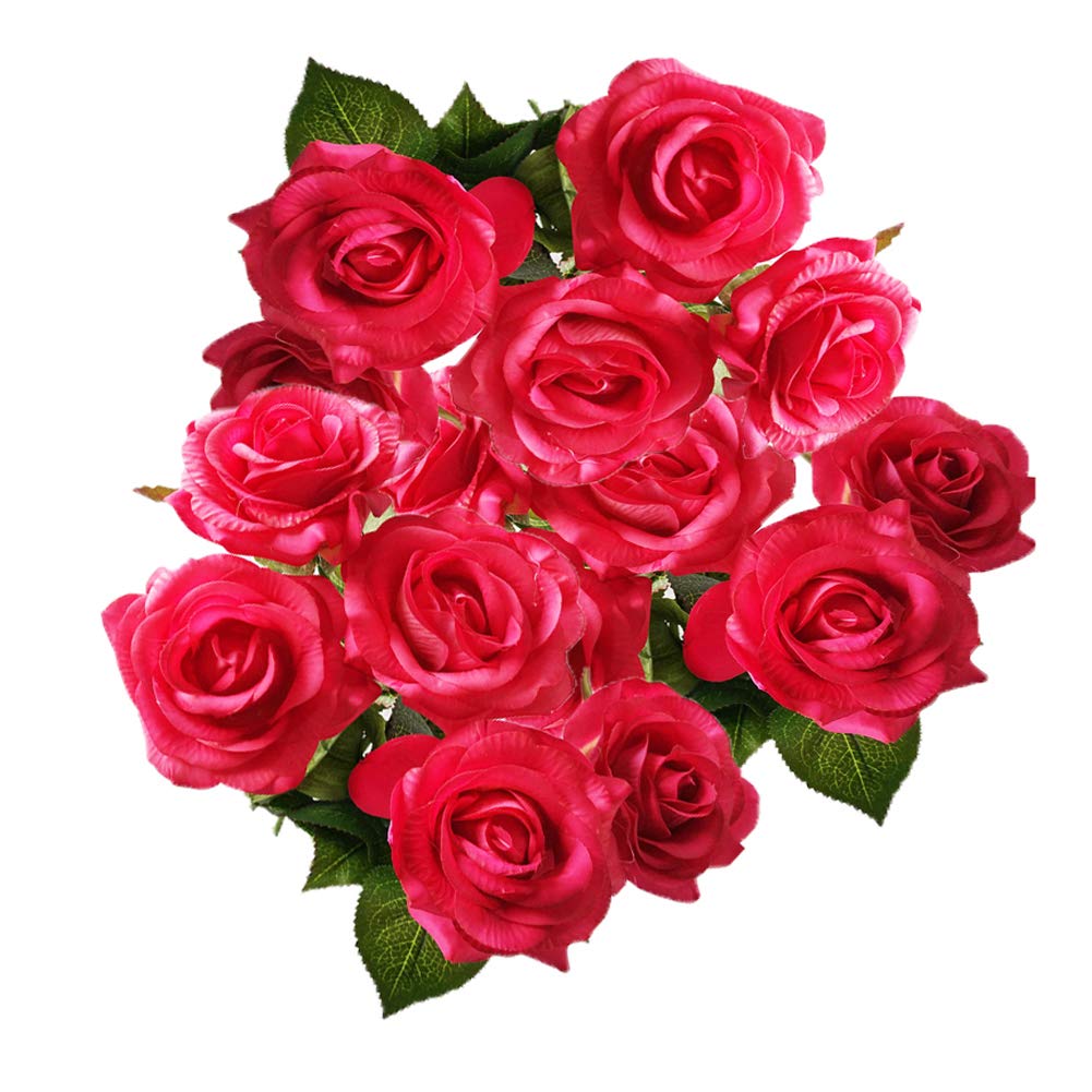 12pcs Artificial Silk Roses - Realistic Fake Flower Bouquet for Wedding, Party, Home Decor - Perfect for Centerpieces, Bridal Showers & DIY Floral Arrangements