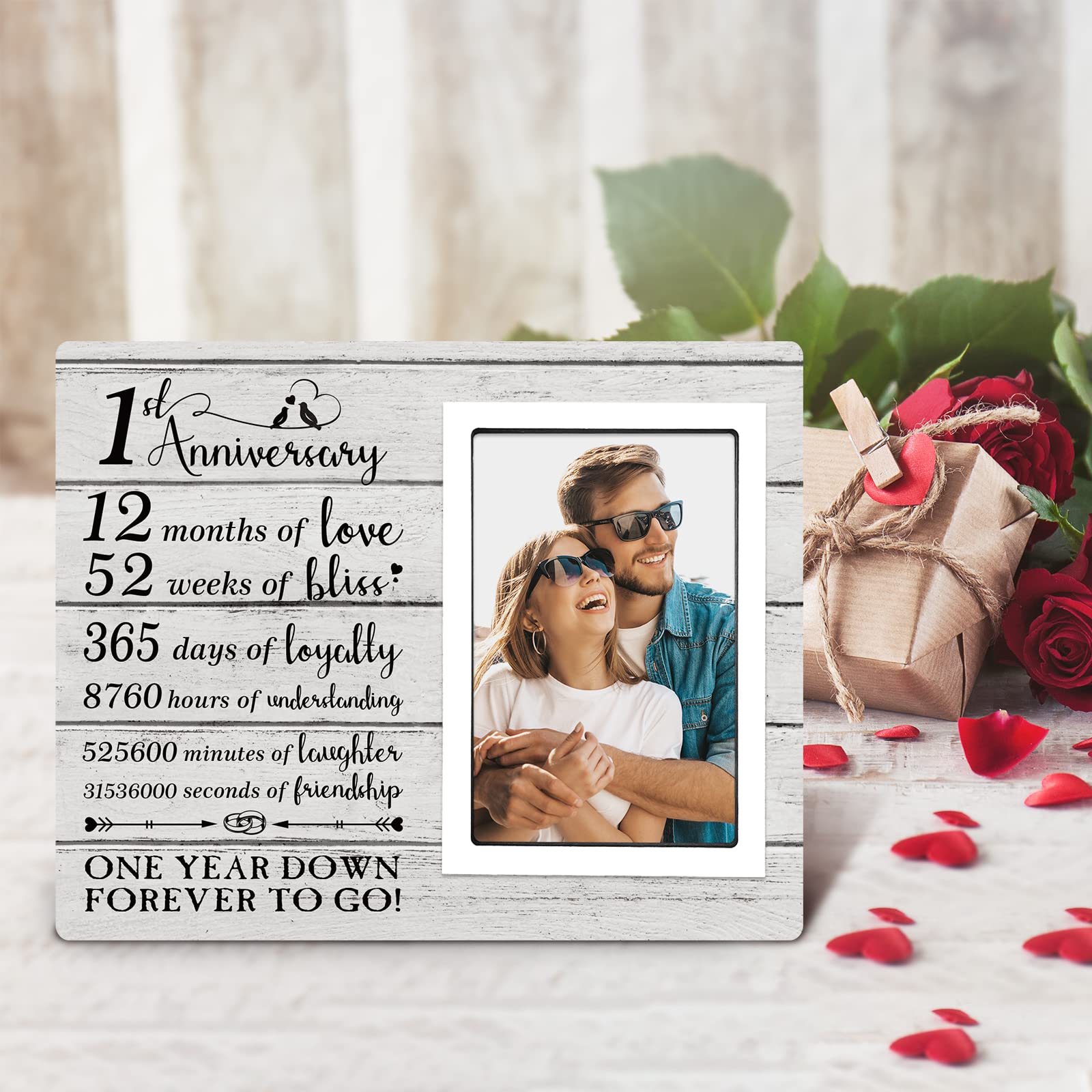BeneCharm 1st Anniversary Picture Frame - Elegant Wedding Gift for Couples, Husband & Wife - Holds 4x6 Photo - Perfect for Home Decor, Romantic Gifts & Anniversary Celebrations
