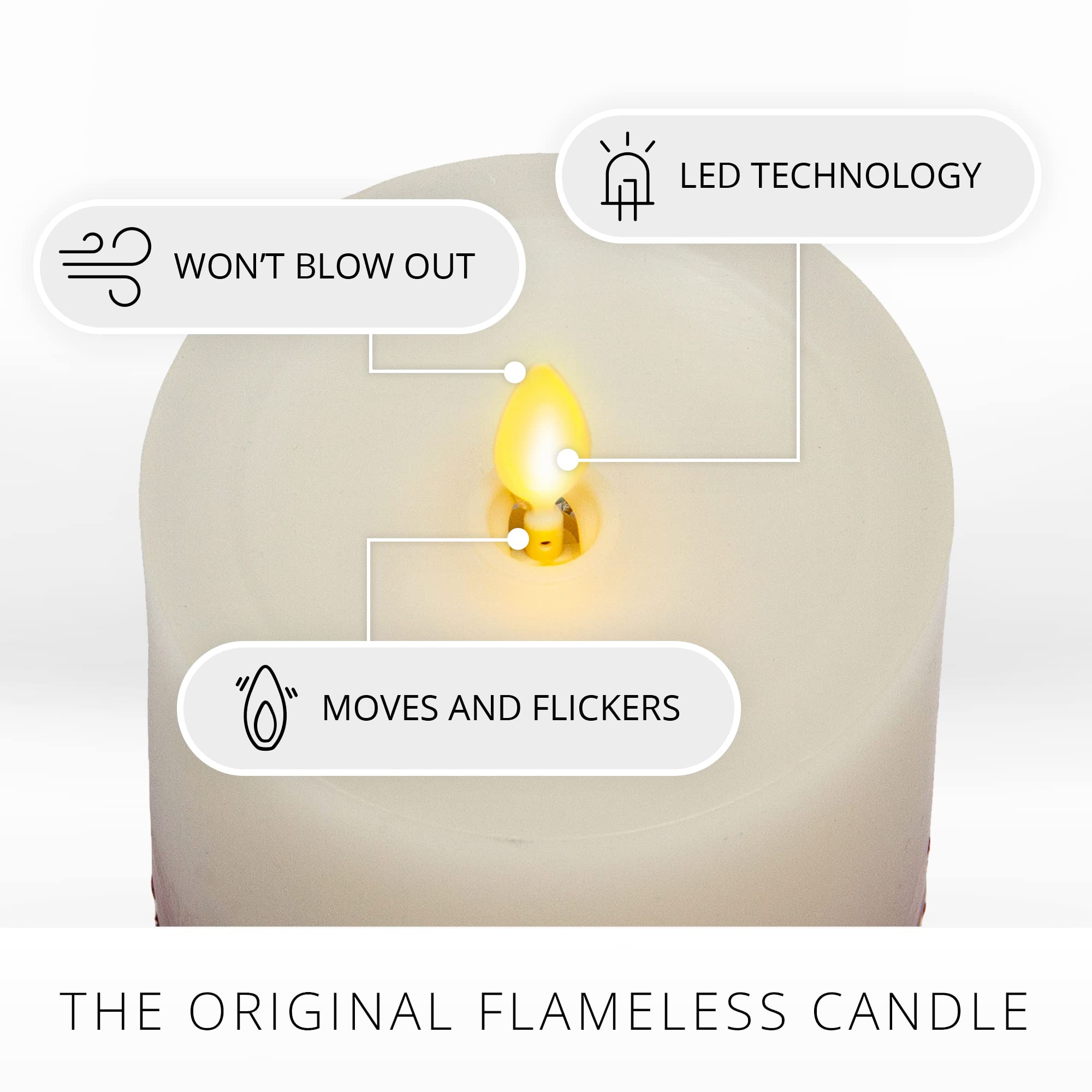 Luminara Flameless LED Candle - Real Wax, Battery Operated with Moving Flame Effect, 3.5