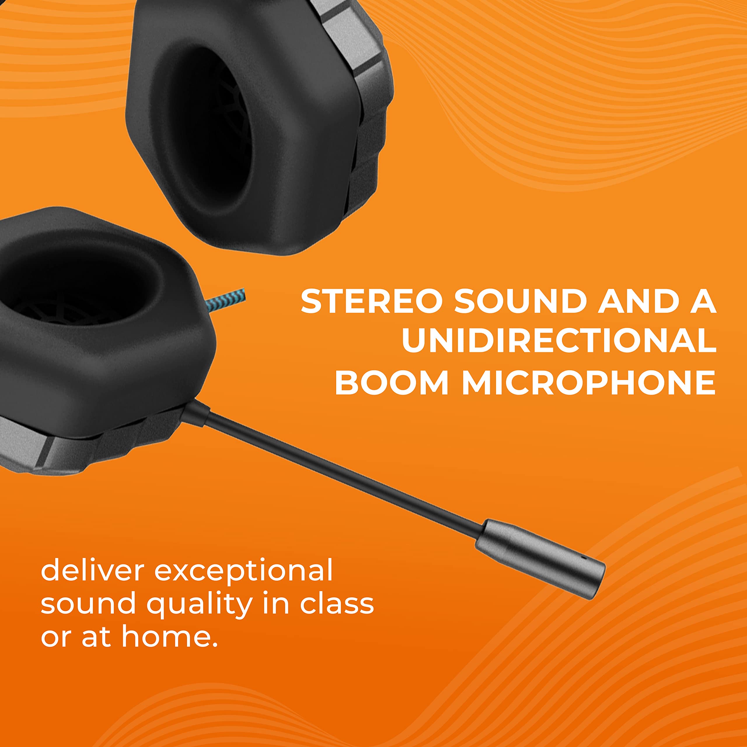 Gumdrop DropTech B1 Kids On-Ear Headphones with Boom Mic - Chew Proof 3.5mm Cord, Drop Tested, Lightweight & Comfortable for K-12 Students - Perfect for Classroom, Online Learning & Homeschool Use - Black