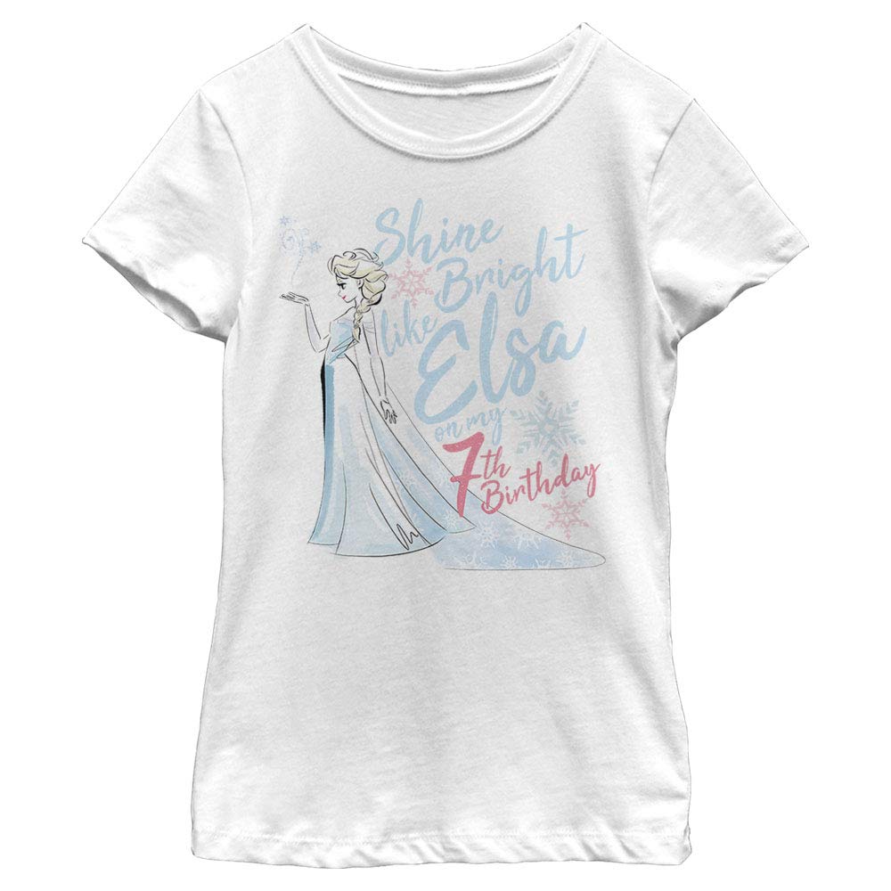 Disney Frozen Birthday Queen Girls' Solid Crew Neck T-Shirt - Cute & Comfortable Top for Birthday Parties, Dress-Up & Everyday Wear