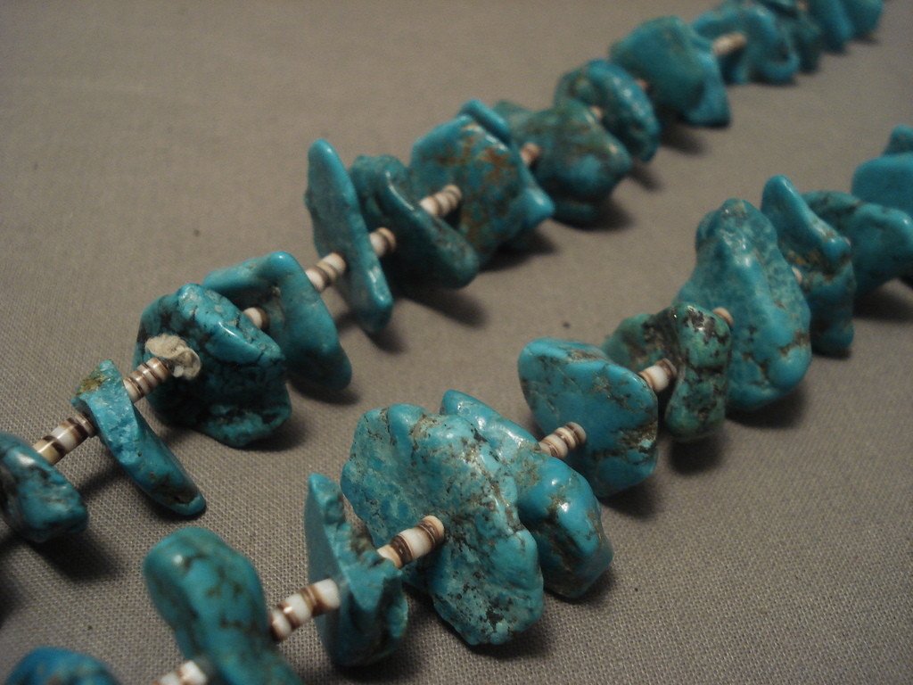 112 Gram Vintage Santo Domingo Turquoise Necklace Jacla Old Vtg - Authentic Native American Jewelry for Women, Handmade Southwest Style Statement Piece, Perfect for Boho Fashion, Festivals & Gift Giving