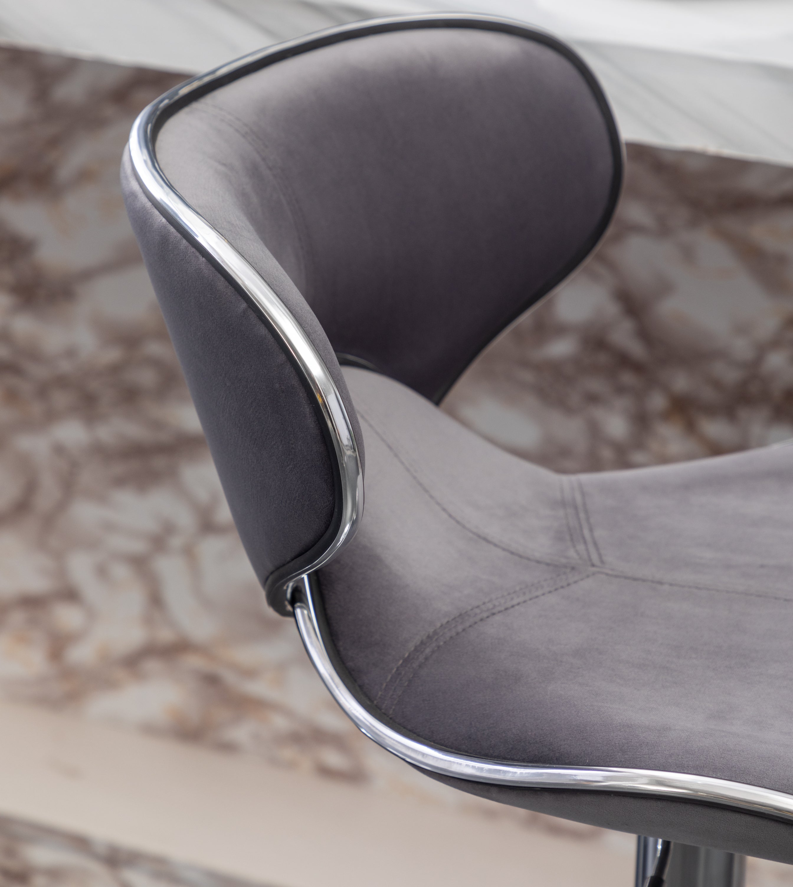 Roundhill Furniture Masaccio Velvet Upholstered Adjustable Swivel Bar Stool - Set of 2, Gray - Modern Kitchen Island & Home Bar Stools for Dining & Entertaining