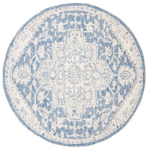 Hand Woven Blue & Ivory Wool Area Rug - Traditional Persian Style, Soft & Durable - Perfect for Living Room, Bedroom, or Office Decor