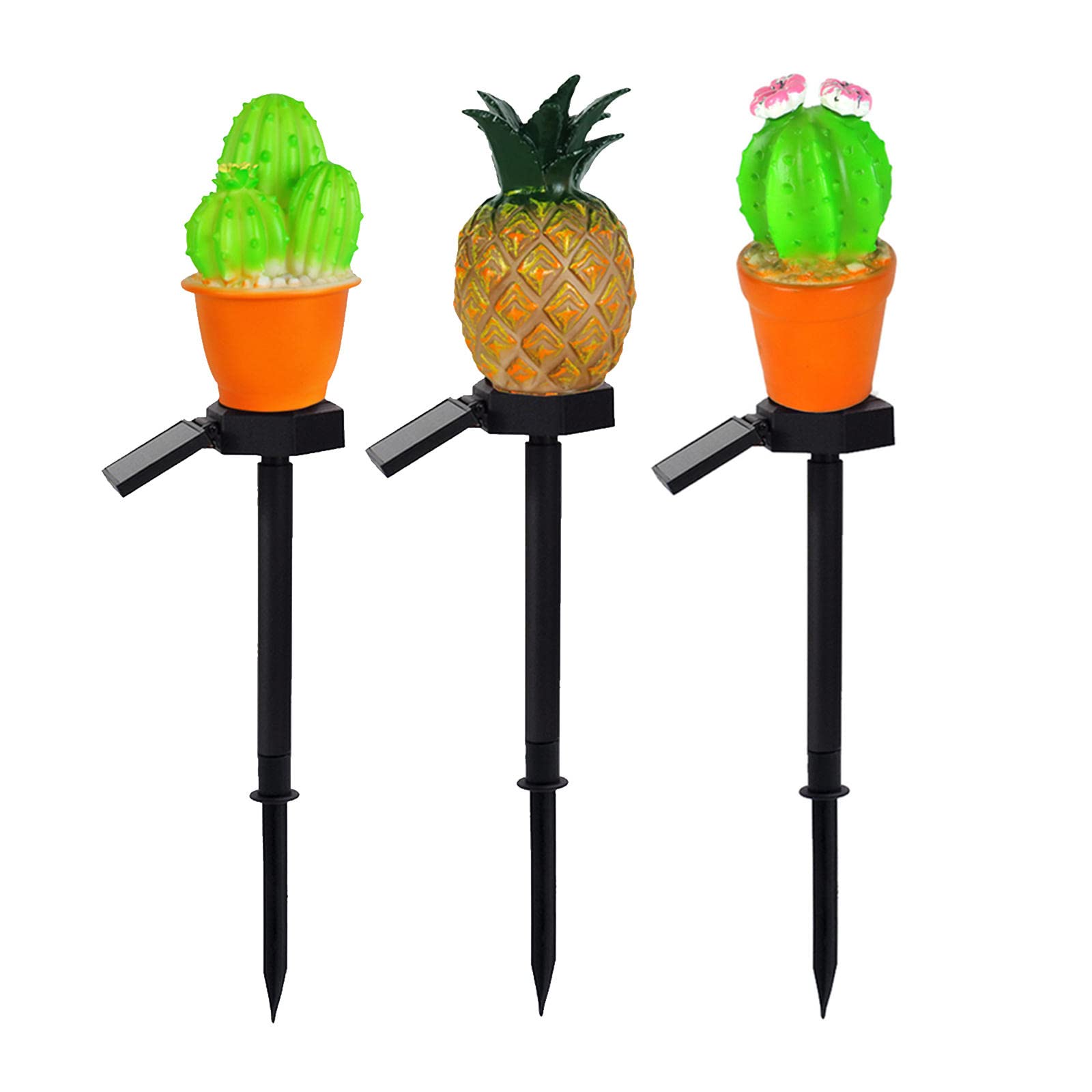 Oshhni Solar Garden Lights Outdoor - 3 Pack Cactus Stake Lights for Pathway, Yard, Patio, Landscape Decor | Waterproof Solar-Powered LED Lighting for Backyard, Party, Wedding, Holiday Decorations