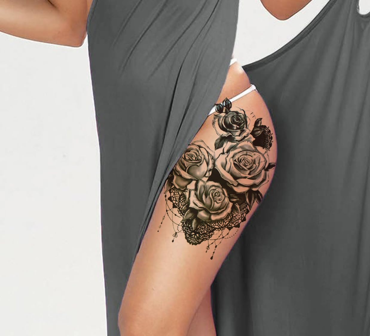 3D Temporary Tattoo Stickers for Men & Women - Waterproof Fake Tattoos with Flowers, Butterflies, Stars & Dark Desire Designs (21x15cm) | Perfect for Parties, Halloween, Honeymoons & Costume Events