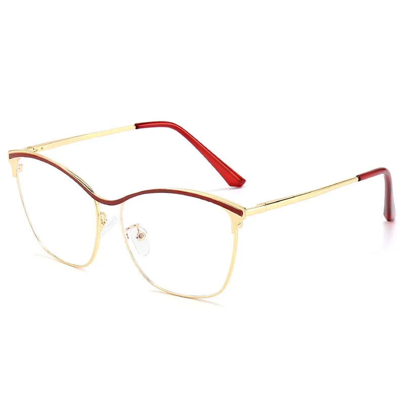 Aror Unisex Full Rim Square Cat Eye Alloy Eyeglasses 49717 - Stylish Retro Frame for Men & Women - Perfect for Reading, Fashion, and Everyday Wear