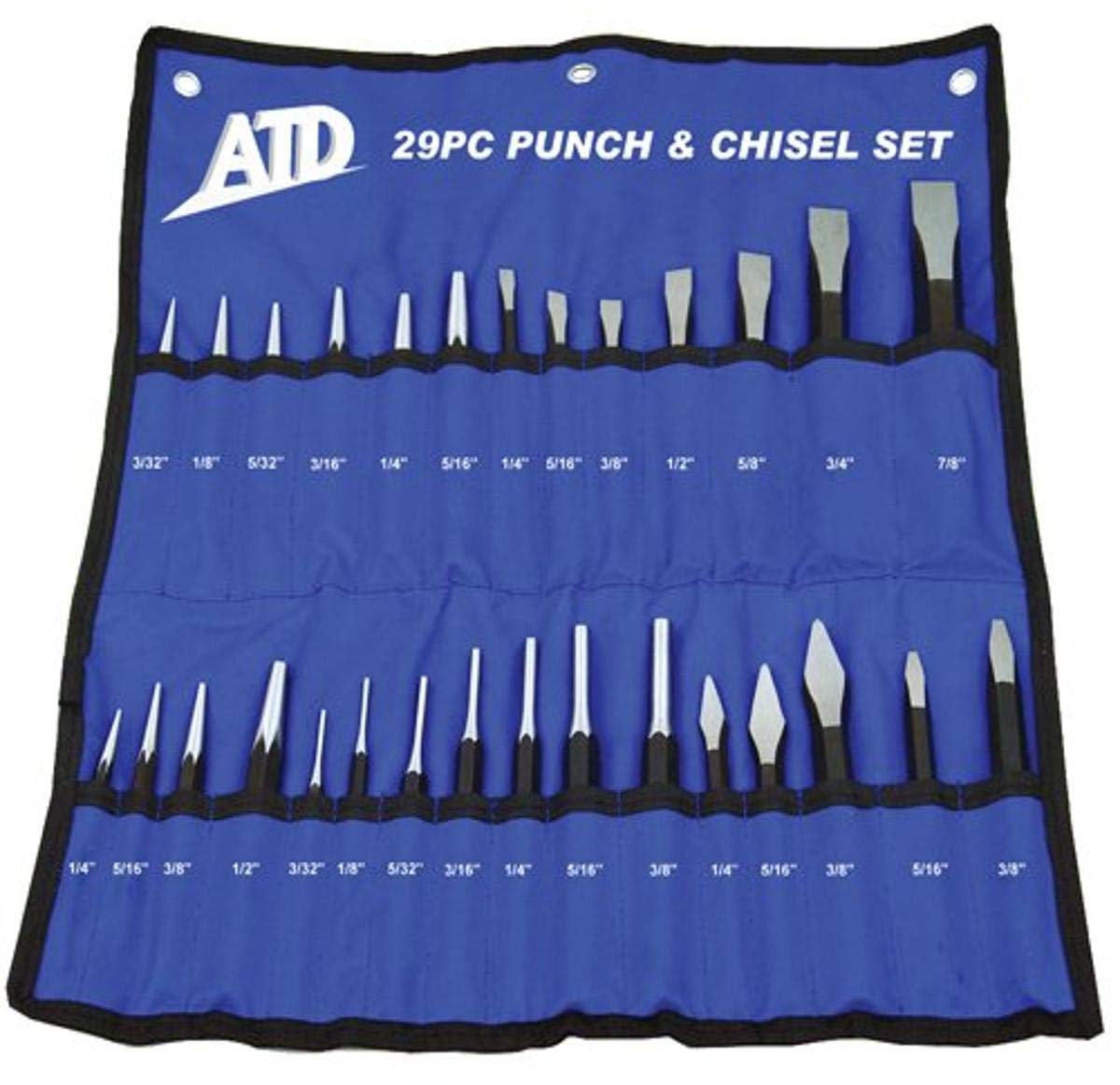 ATD Tools 729 29-Piece Punch and Chisel Set - Professional Metalworking Kit for Automotive Repair, Woodworking & DIY Projects - Perfect for Mechanics, Carpenters and Home Improvement
