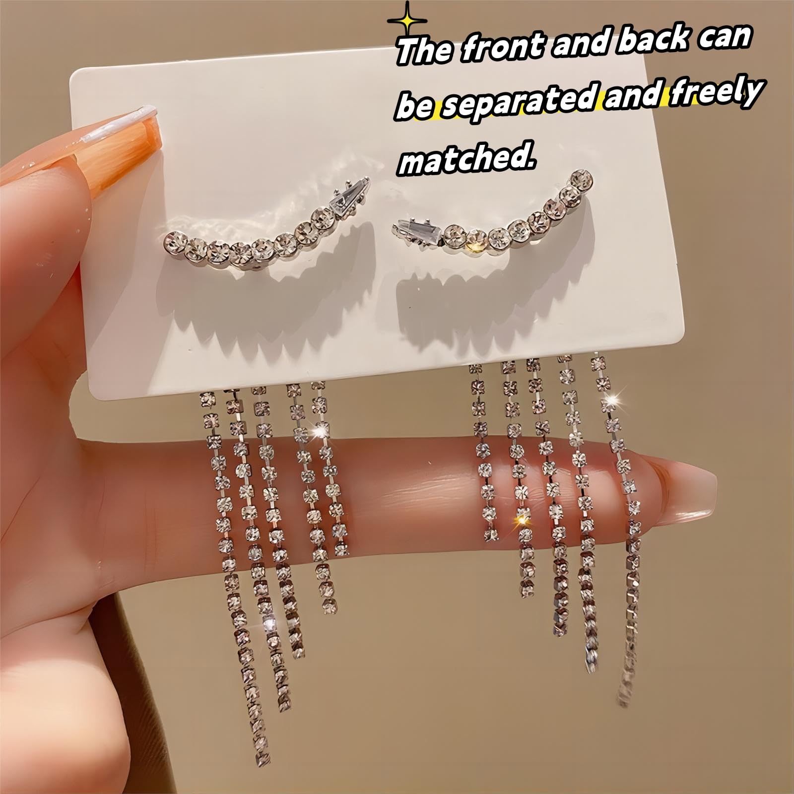Sparkling Silver Rhinestone Tassel Earrings for Women - Elegant Long Crystal Chain Dangle Earrings for Wedding, Prom, Party & Special Occasions | Perfect Evening Jewelry Gift for Her