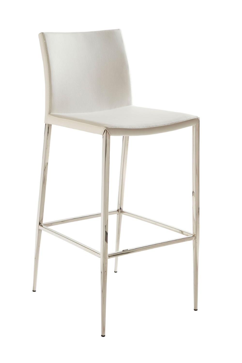 Euro Style Diana White Bar Stool with Polished Stainless Steel - Modern Kitchen & Bar Counter Height Stool for Dining, Entertaining & Home Decor