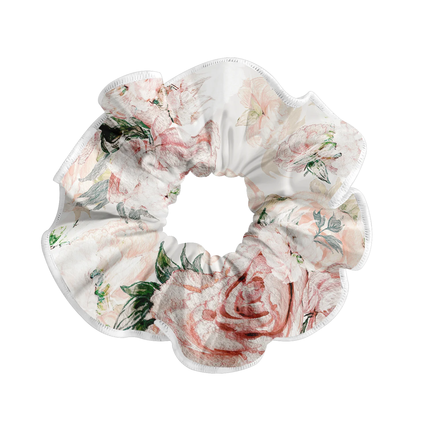 Elegant Patterned Scrunchie Hair Tie - Belle Rose Floral Design for Women & Girls | Perfect for Workouts, Yoga, Office & Everyday Use