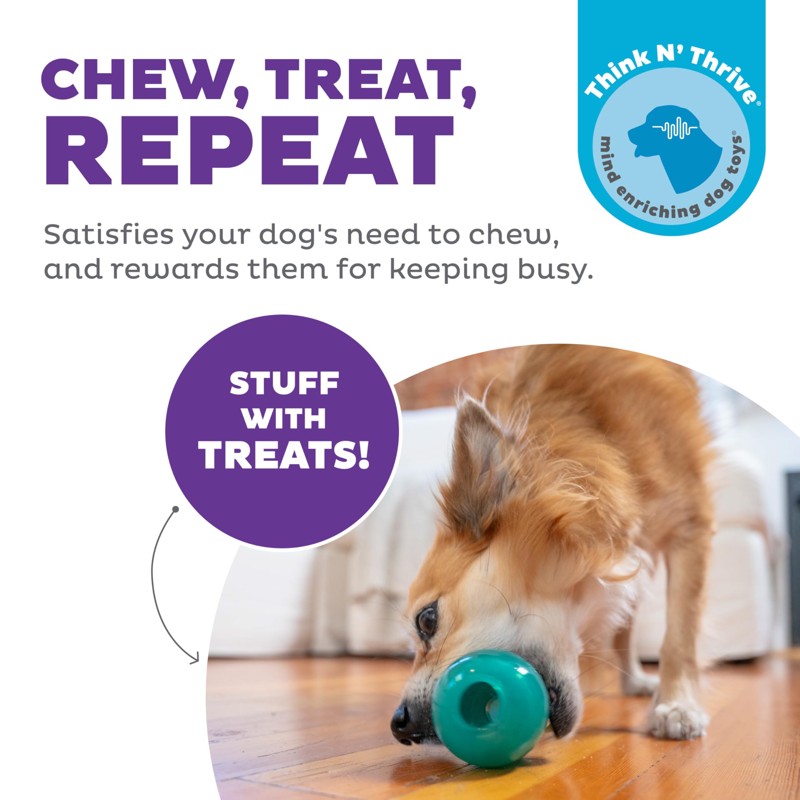Outward Hound Durable Double-Tuff Interactive Treat Stuffer Dog Chew Toy - Medium Blue for Aggressive Chewers | Perfect for Training, Boredom Relief & Mental Stimulation