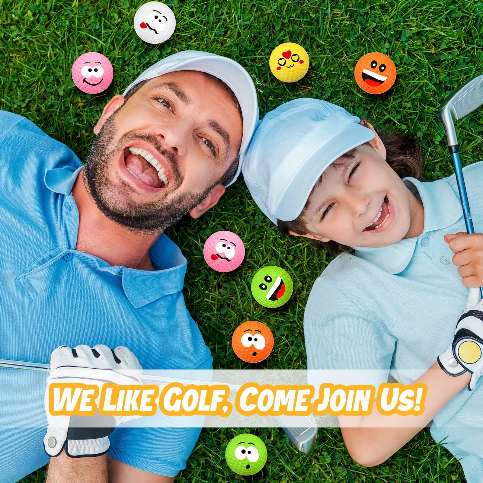 20 Pack Smile Stress Relief Golf Balls - 1.57 Inch Foam Practice Balls for Golf Training, Party Favors & School Carnival Prizes | Perfect for Summer Golf Parties, Office Stress Relief & Kids' Outdoor Games