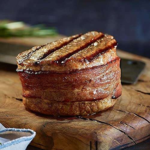 Premium Super Trimmed Bacon-Wrapped Filet Mignon Steak - Aged 28 Days, 6 oz (4-Pack) | Kansas City Steak Company | Restaurant-Quality Beef with Cooking Guide | Perfect for Grilling, Dinner Parties & Special Occasions