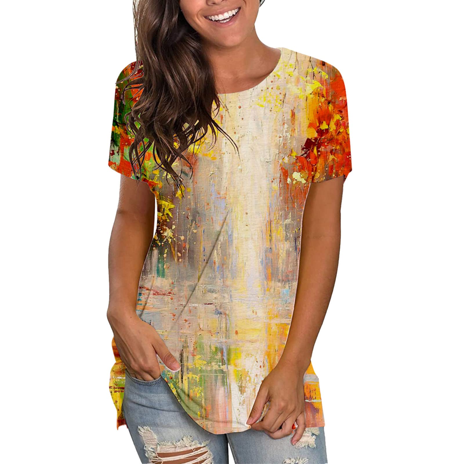 Women's Summer Short Sleeve T-Shirts - Casual O-Neck Tunic Tops & Blouses for Warm Weather | Perfect for Beach Outings, Vacation Wear & Everyday Casual Style