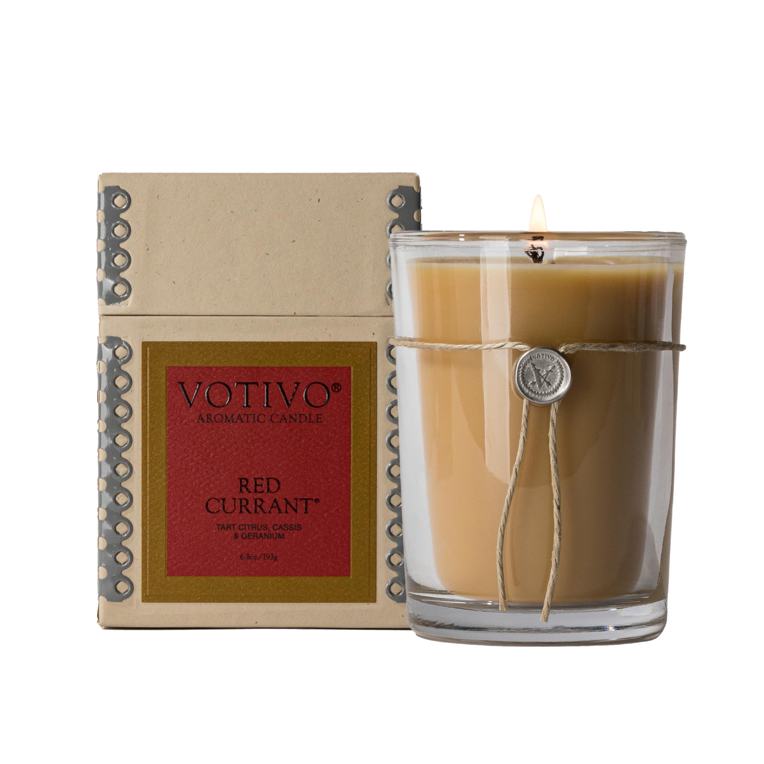 Votivo Red Currant 6.8 oz Aromatic Soy Wax Candle in Luxury Glass Jar - Long Lasting, Highly Scented Home Fragrance for Living Room, Bedroom & Bathroom | Perfect Candle Gift Set with Elegant Box