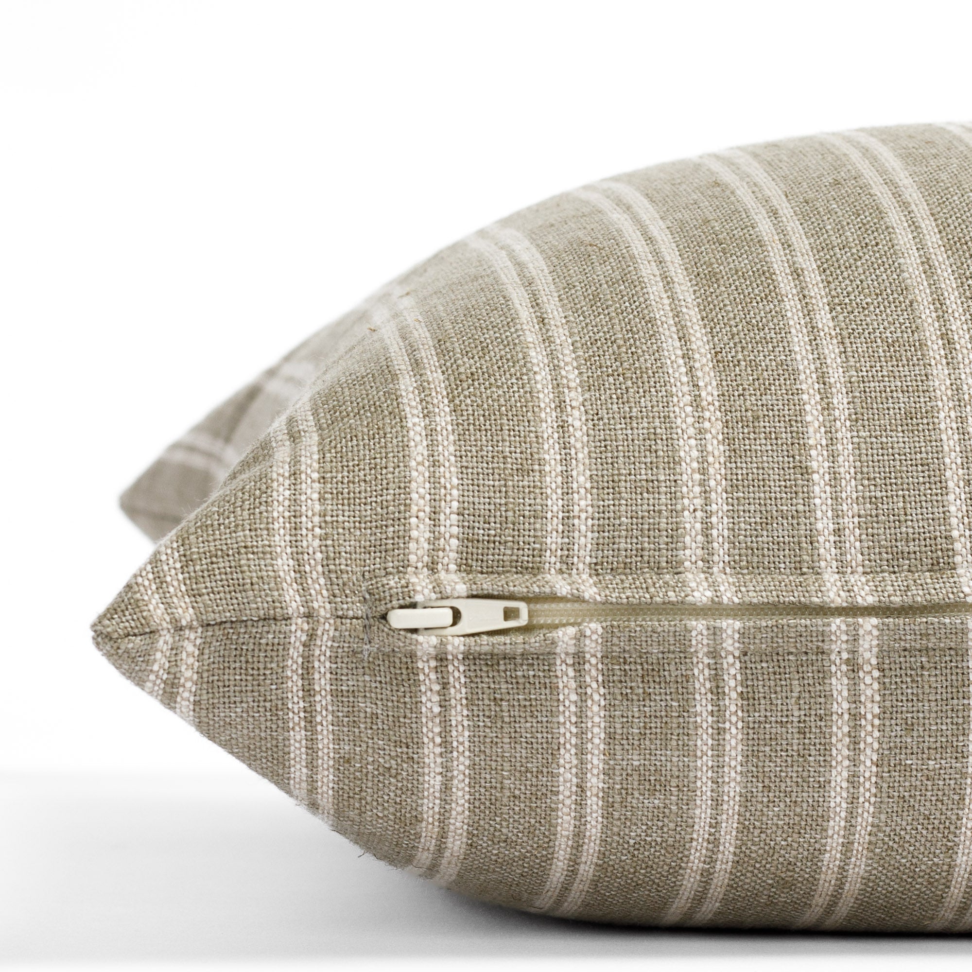 Conway Stripe 20x20 Decorative Throw Pillow Cover - Sage Green Cotton Linen Blend Cushion Case for Sofa, Bed, Living Room & Home Decor