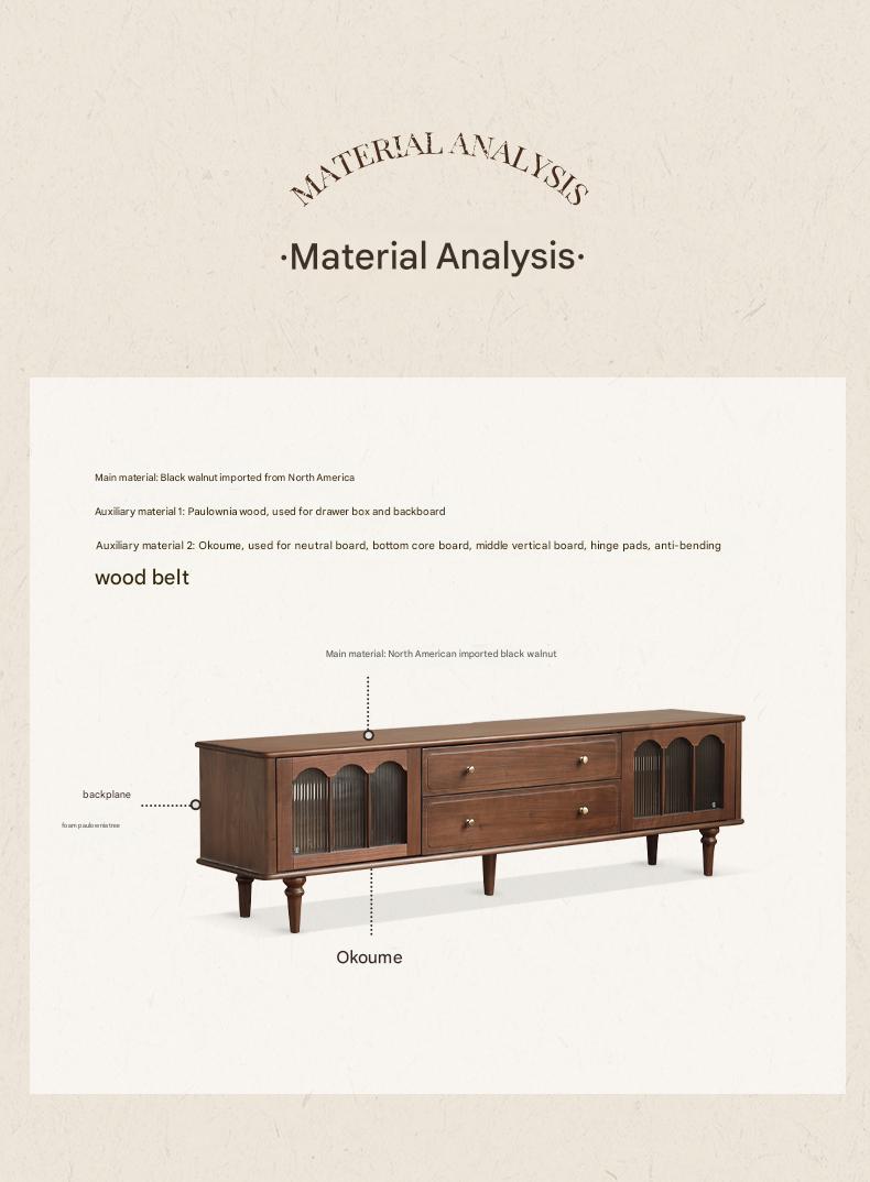 Solid Black Walnut Wood Retro TV Stand - Vintage American Style TV Cabinet for Living Room, Bedroom & Home Theater