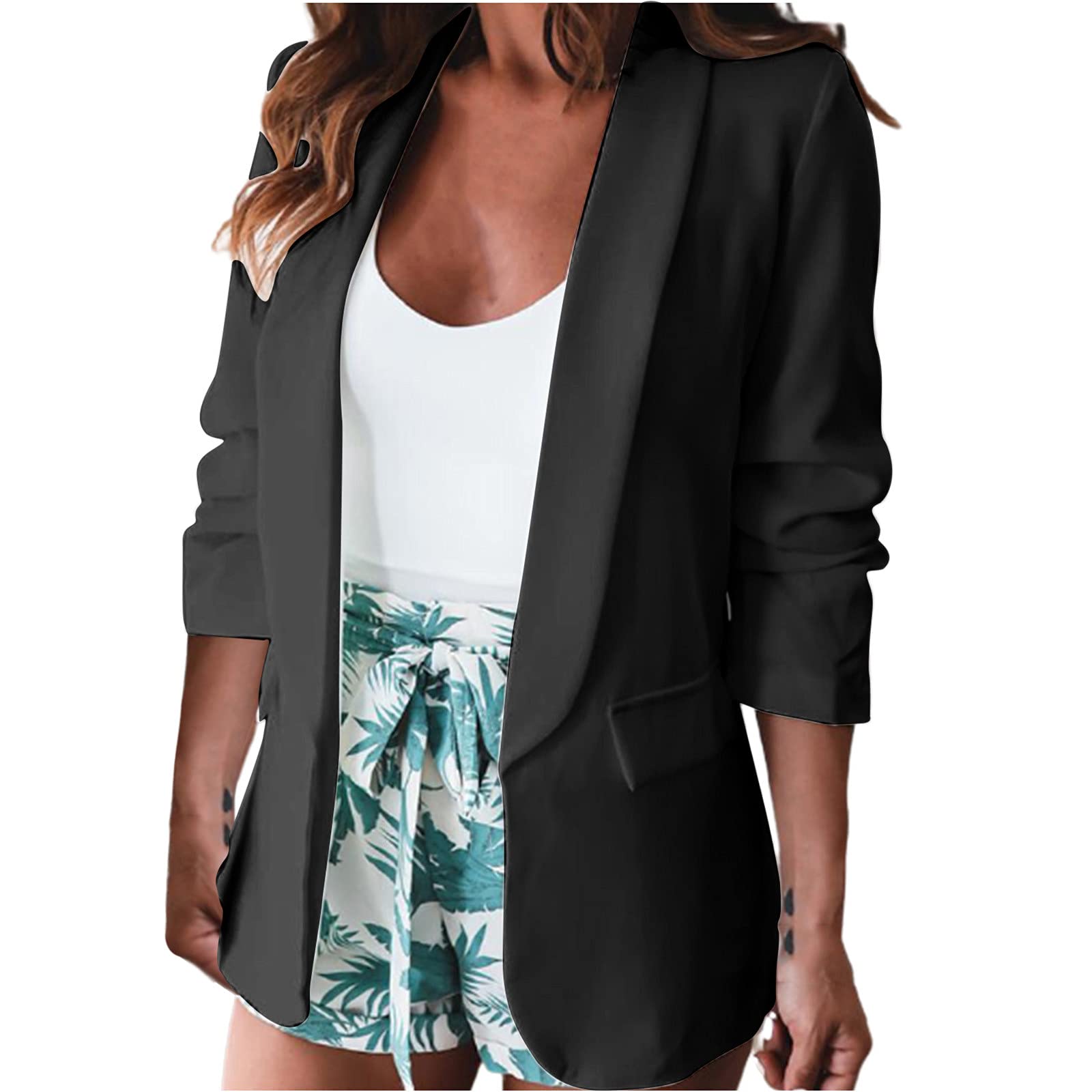 Elegant Black Blazer for Women - Plus Size Formal Cardigan for Office & Evening