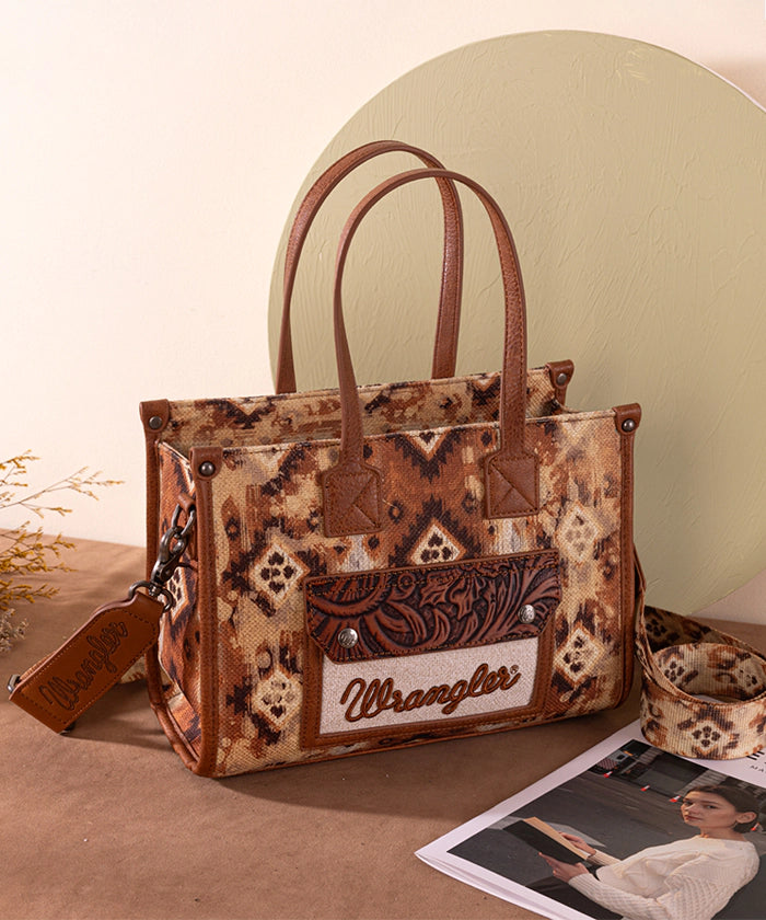 Wrangler Aztec Concealed Carry Canvas Tote Bag Set for Women - Stylish & Durable CCW Purse with Multiple Pockets - Perfect for Travel, Shopping & Everyday Use