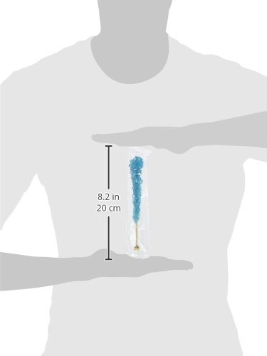 Blue Raspberry Flavored Rock Candy Sticks - Individually Wrapped Blue Rock Sugar Candy - Perfect for Party Favors, Baby Showers & Gift Baskets
