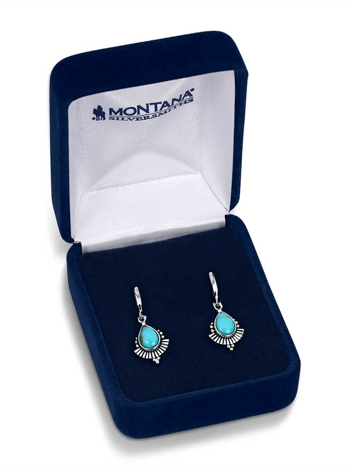 Montana Silversmiths ER5774 Women's Simple Flourish Turquoise Earrings - Sterling Silver Dangle Earrings for Casual & Formal Wear