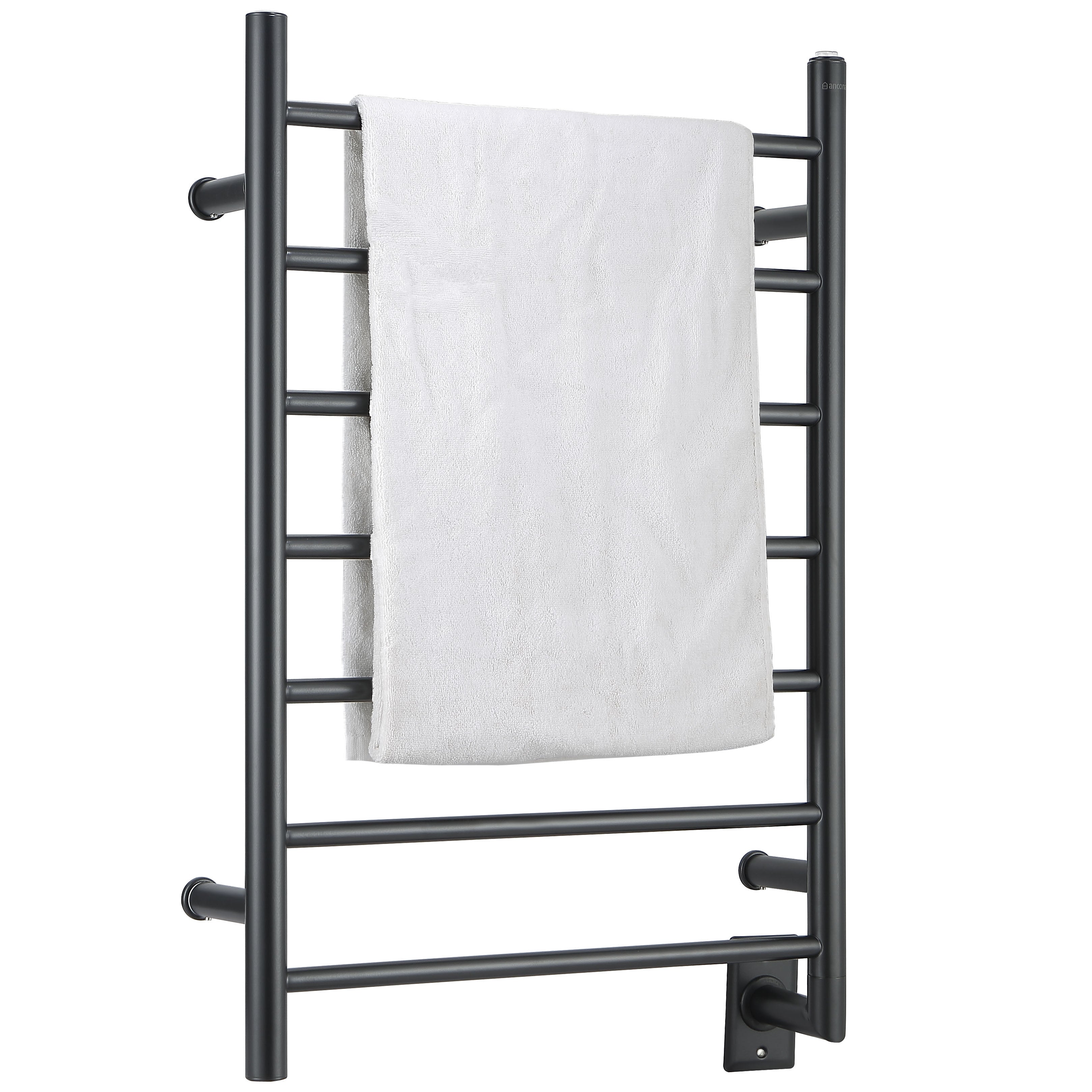 Matte Black Hardwired 7-Bar Towel Warmer - Fast Heating Bathroom Essential for Spa, Luxury Hotels & Home Comfort
