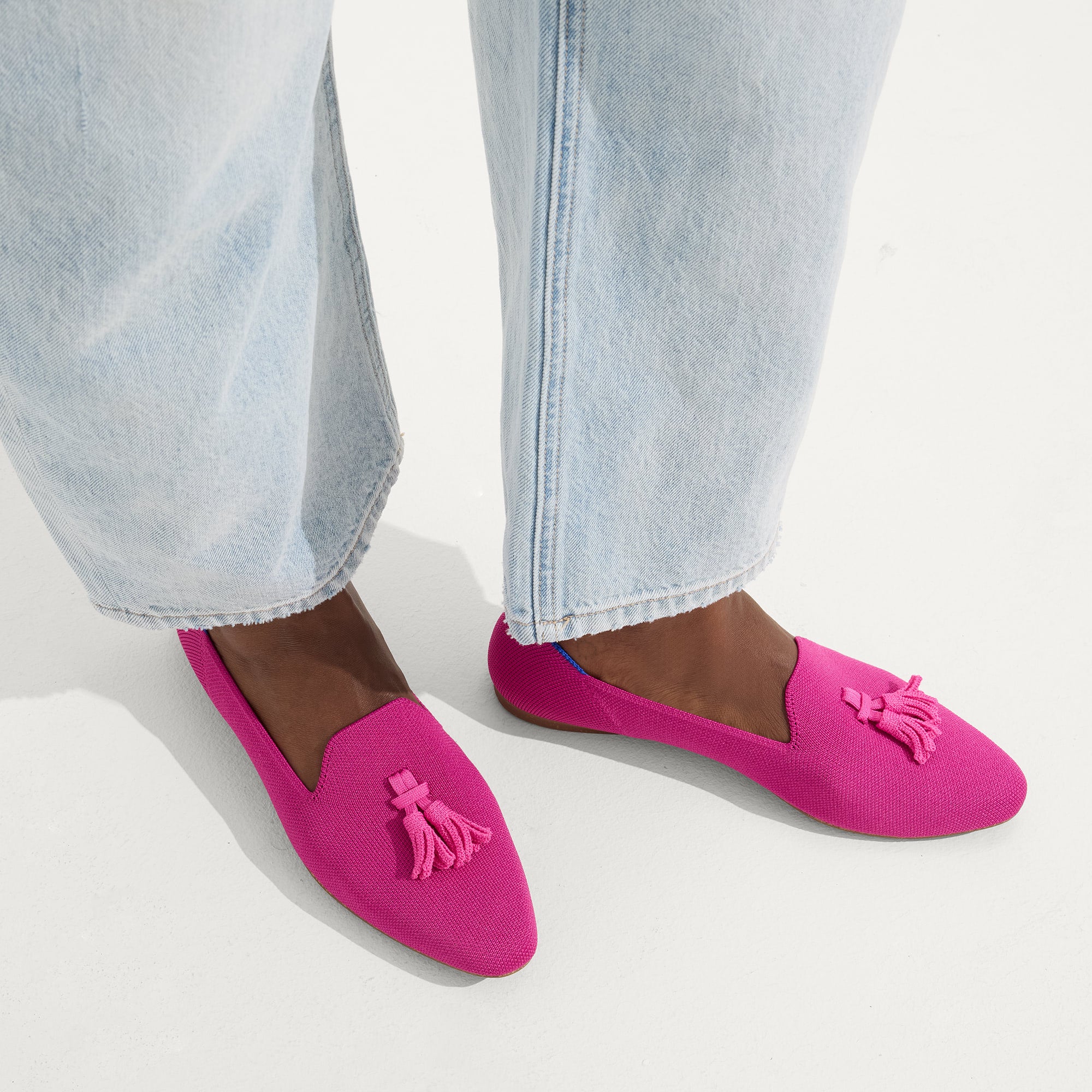 **Women's Pink Almond Toe Tassel Loafers - Comfortable Slip-On Casual Shoes for Work, Office & Everyday Wear**