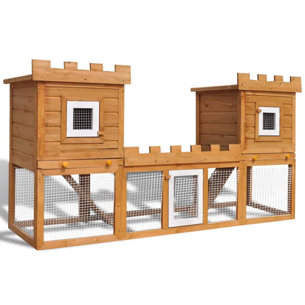Large 2-Story Wooden Rabbit Hutch for Outdoor Use - Spacious Bunny Cage with Double House, Perfect for Garden, Backyard, Chicken Nesting Box & Small Pet Shelter