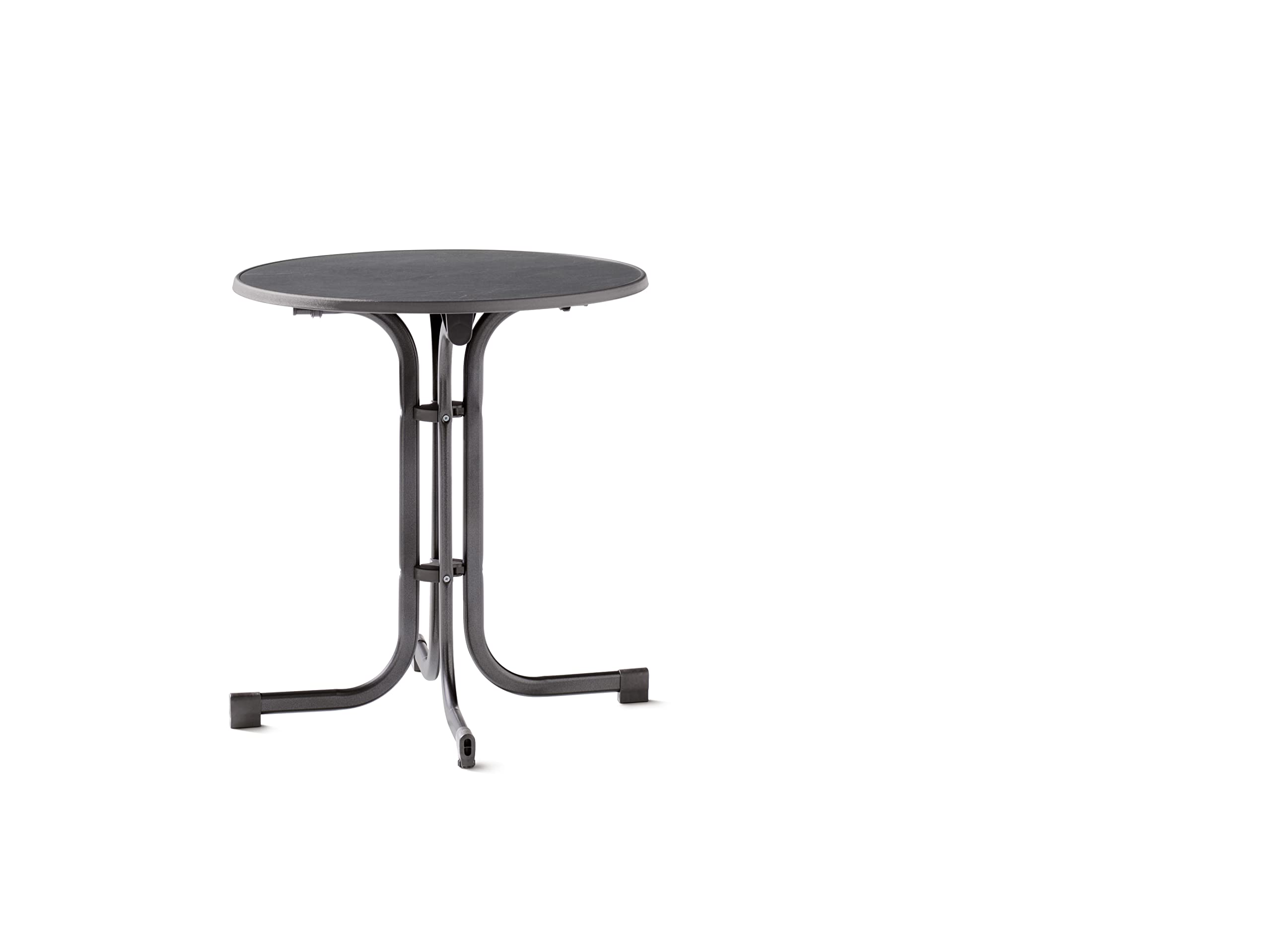 SIEGER Boulevard Folding Table with Mecalit-PRO Plate - 70cm Round Heat-Resistant Tabletop for Outdoor Dining, Camping & Picnics